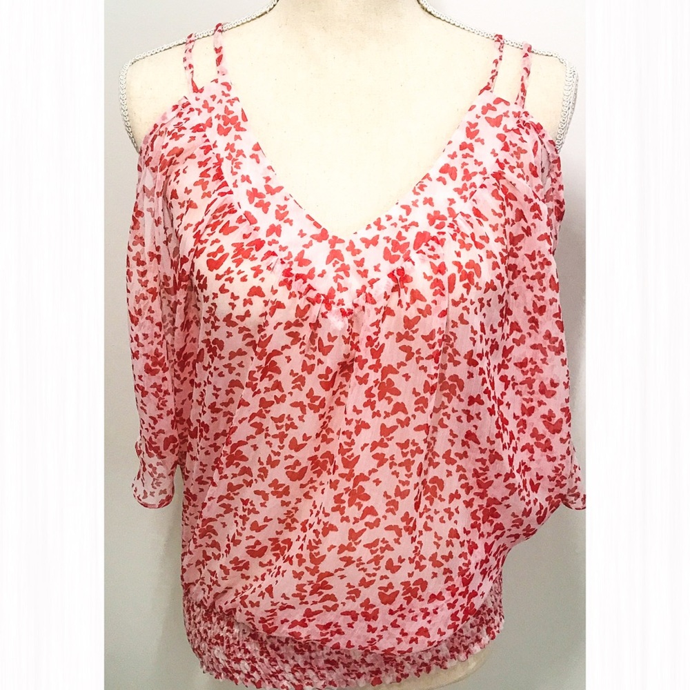 Red Butterfly cold shoulder top
